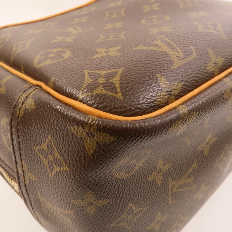 LOUIS VUITTON Monogram Deauville金扣手挽袋棕色-10