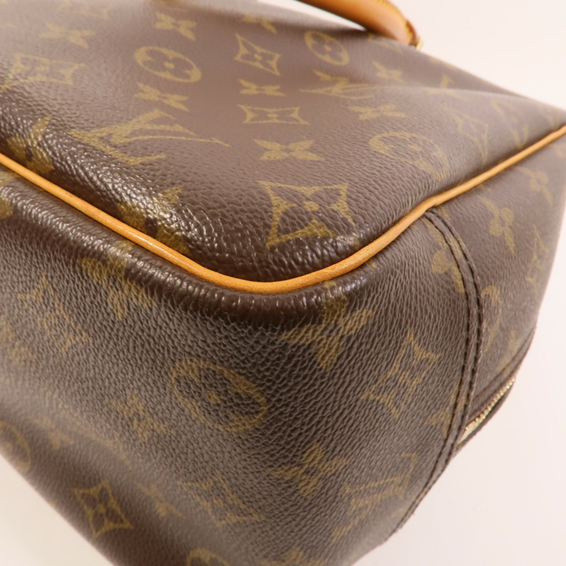 LOUIS VUITTON Monogram Deauville金扣手挽袋棕色-12