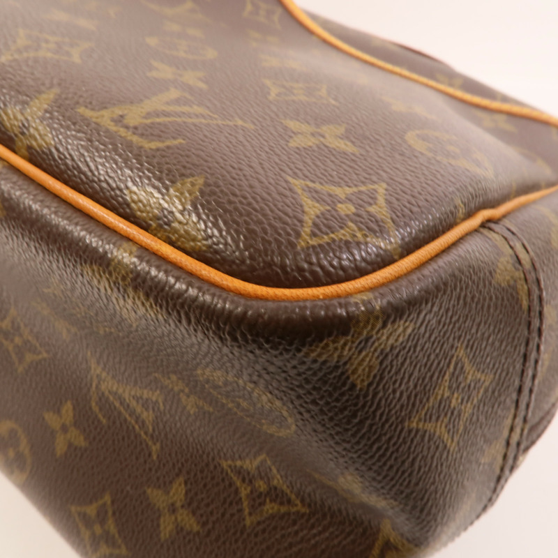 LOUIS VUITTON Monogram Deauville金扣手挽袋棕色-13