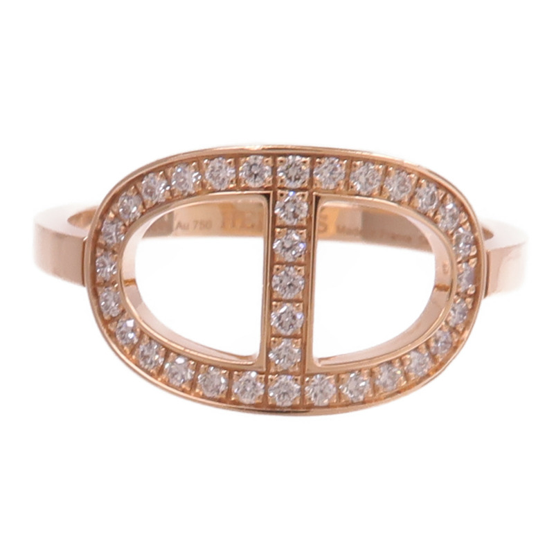 HERMES 18K玫瑰金Chaine d'ancre Contour鑽石戒指-1