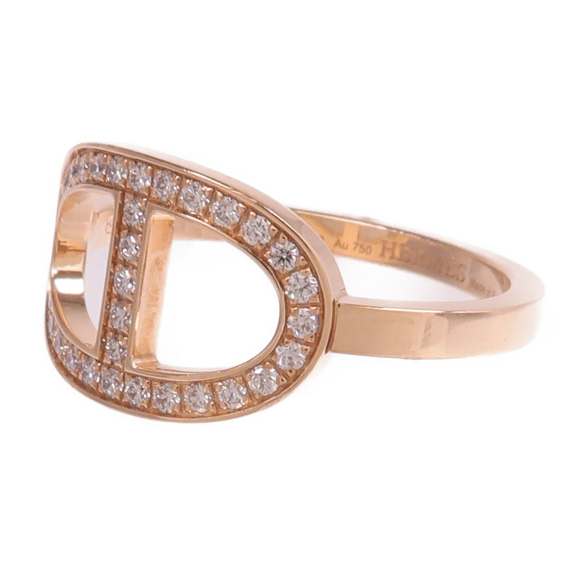 HERMES 18K玫瑰金Chaine d'ancre Contour鑽石戒指-2