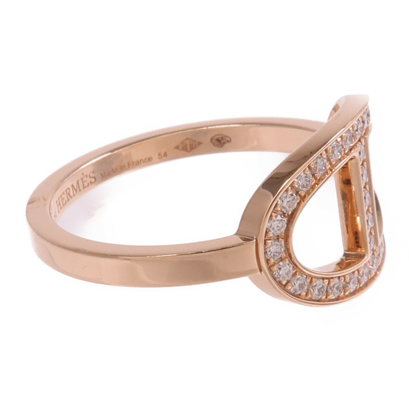 HERMES 18K玫瑰金Chaine d'ancre Contour鑽石戒指-3