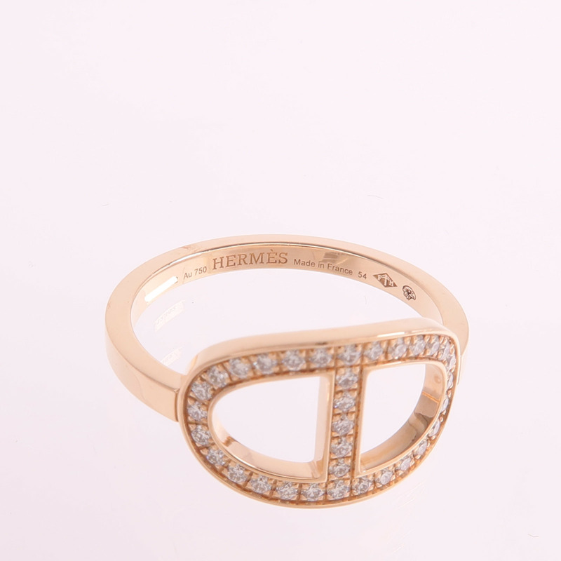 HERMES 18K玫瑰金Chaine d'ancre Contour鑽石戒指-4