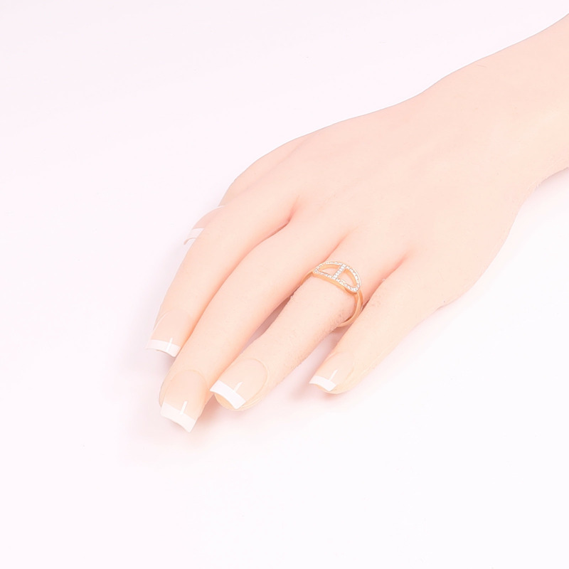 HERMES 18K玫瑰金Chaine d'ancre Contour鑽石戒指-6