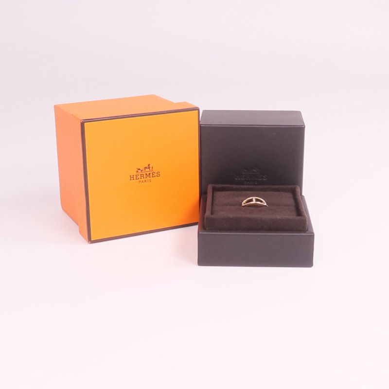 HERMES 18K玫瑰金Chaine d'ancre Contour鑽石戒指-7