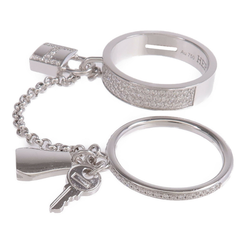 HERMES 18K白金Cadenas Double Ring鑽石戒指-2