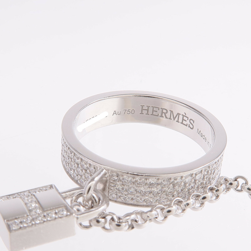 HERMES 18K白金Cadenas Double Ring鑽石戒指-4