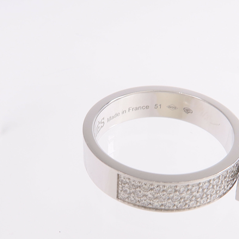 HERMES 18K白金Cadenas Double Ring鑽石戒指-5