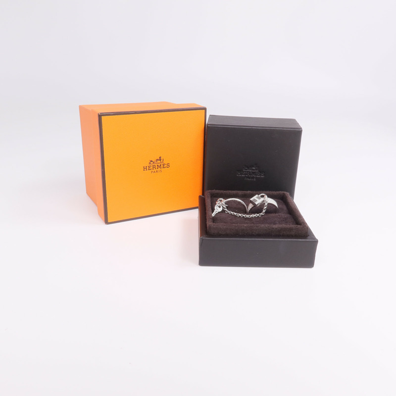 HERMES 18K白金Cadenas Double Ring鑽石戒指-9