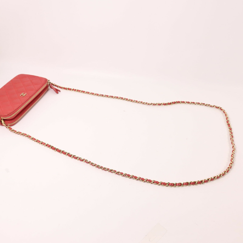 CHANEL 牛皮皮革Chain Shoulder鏈帶肩背袋-8