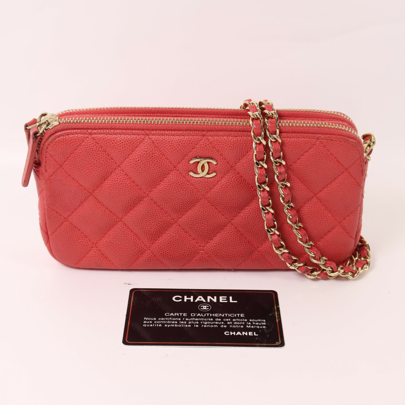 CHANEL 牛皮皮革Chain Shoulder鏈帶肩背袋-10