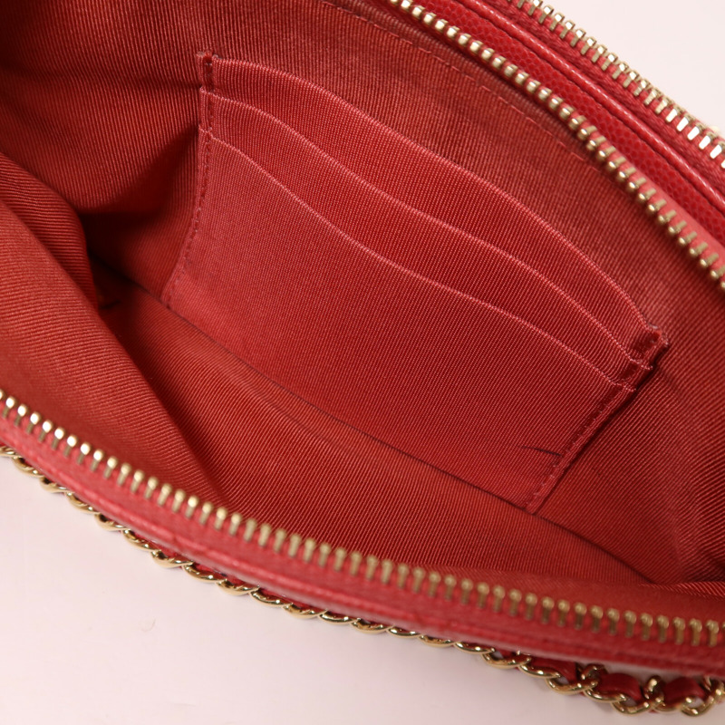 CHANEL 牛皮皮革Chain Shoulder鏈帶肩背袋-17