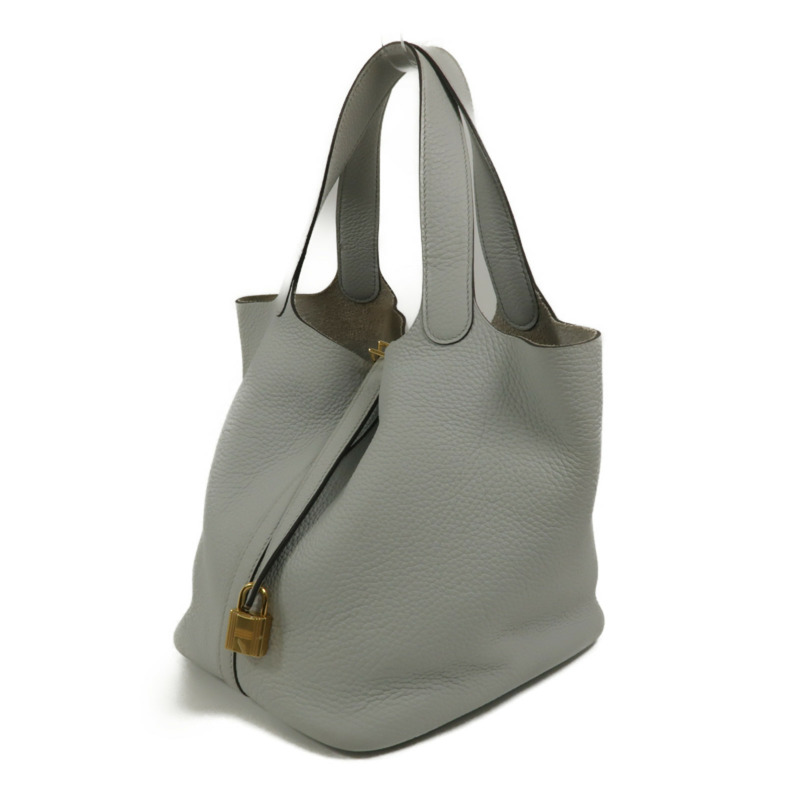 HERMES Clemence皮革Picotin MM手挽袋Bleu Pale-2