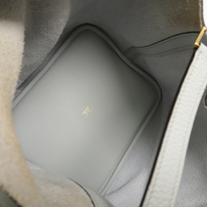 HERMES Clemence皮革Picotin MM手挽袋Bleu Pale-4