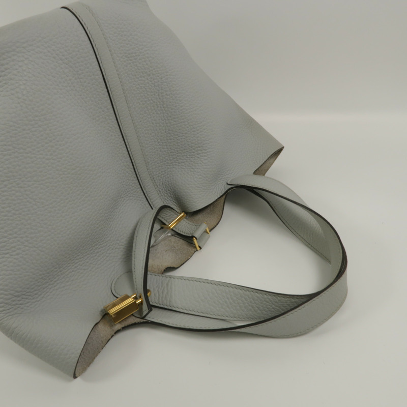 HERMES Clemence皮革Picotin MM手挽袋Bleu Pale-7