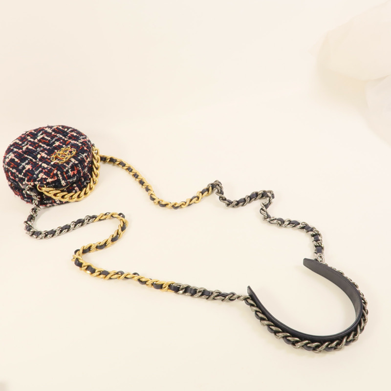 CHANEL Tweed Chain Shoulder肩背袋-4