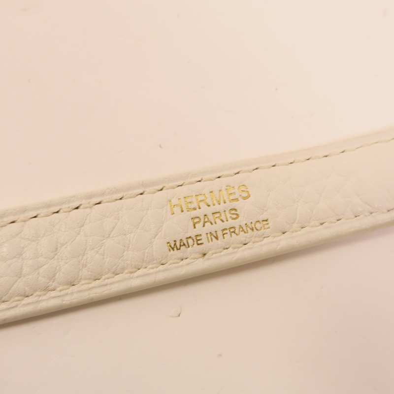 HERMES Clemence皮革Kelly 28手挽肩背兩用袋White-10