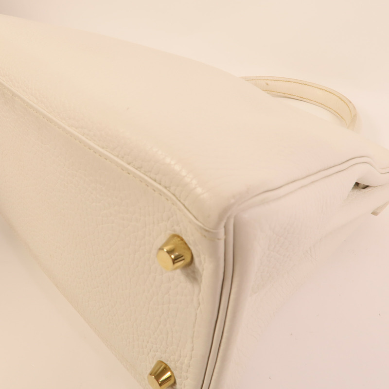 HERMES Clemence皮革Kelly 28手挽肩背兩用袋White-13