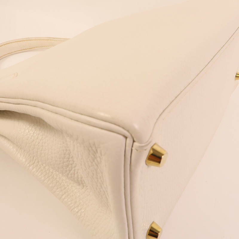 HERMES Clemence皮革Kelly 28手挽肩背兩用袋White-14