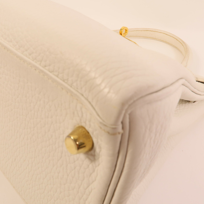 HERMES Clemence皮革Kelly 28手挽肩背兩用袋White-15