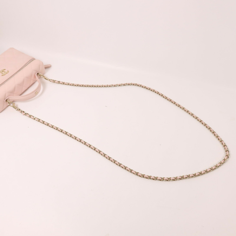 CHANEL 牛皮皮革Vanity With Chain鏈帶手挽肩背兩用袋-7
