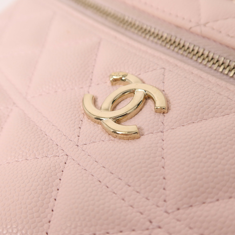 CHANEL 牛皮皮革Vanity With Chain鏈帶手挽肩背兩用袋-8