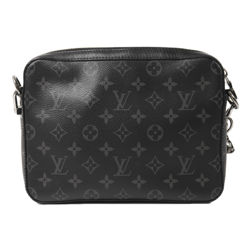 LOUIS VUITTON Monogram Eclipse Reverse Trio Messenger銀扣肩背袋灰色-1