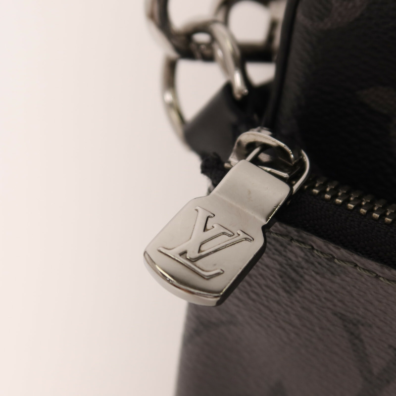 LOUIS VUITTON Monogram Eclipse Reverse Trio Messenger銀扣肩背袋灰色-8