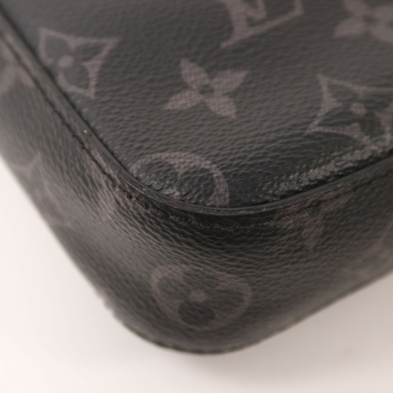 LOUIS VUITTON Monogram Eclipse Reverse Trio Messenger銀扣肩背袋灰色-9