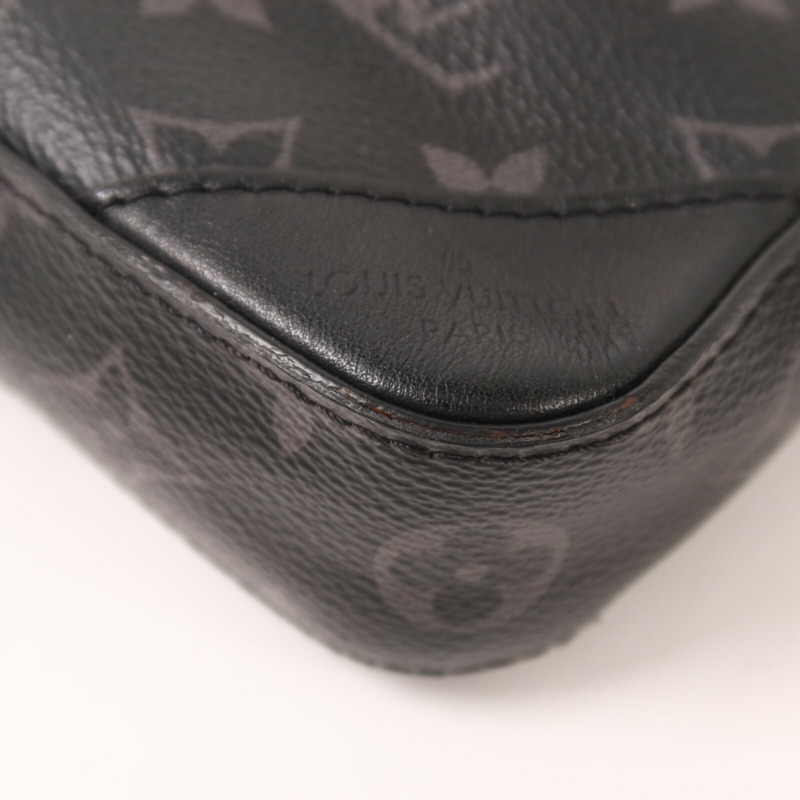 LOUIS VUITTON Monogram Eclipse Reverse Trio Messenger銀扣肩背袋灰色-10