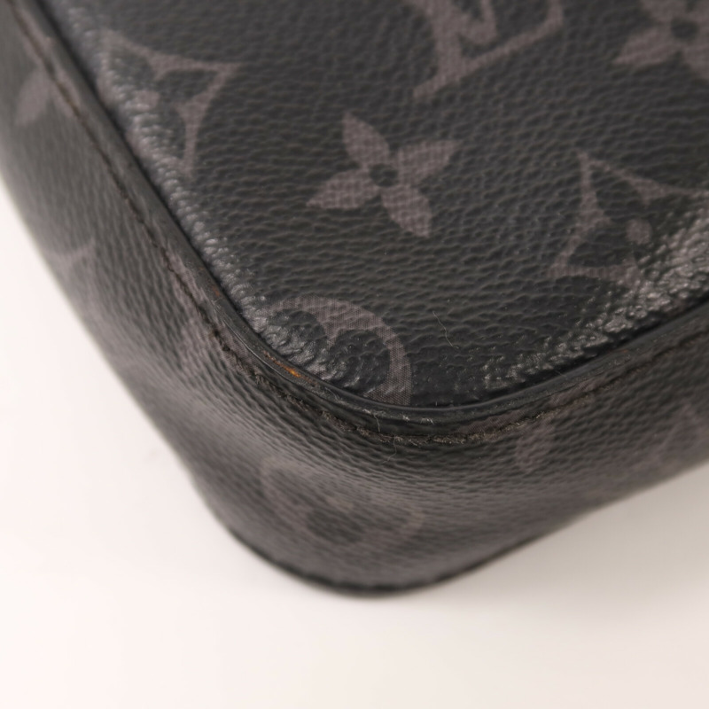 LOUIS VUITTON Monogram Eclipse Reverse Trio Messenger銀扣肩背袋灰色-11