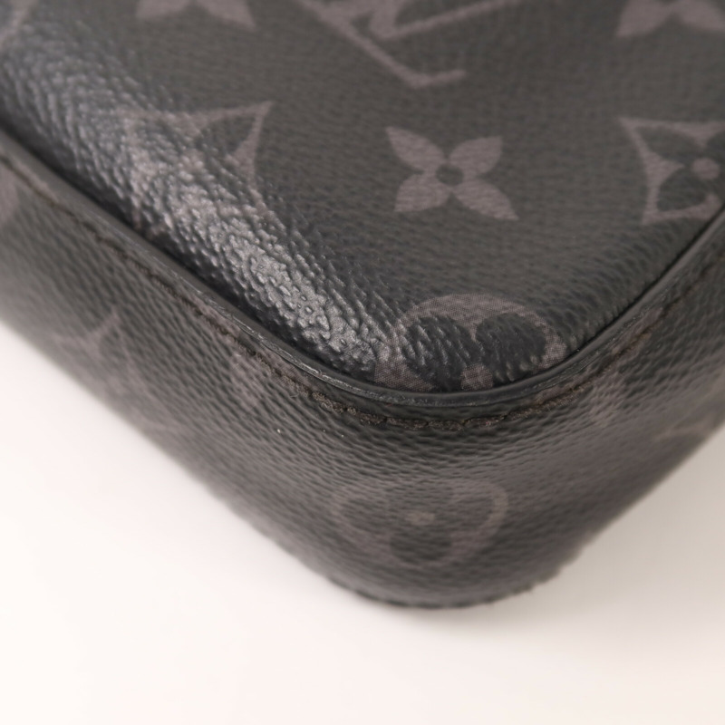 LOUIS VUITTON Monogram Eclipse Reverse Trio Messenger銀扣肩背袋灰色-12