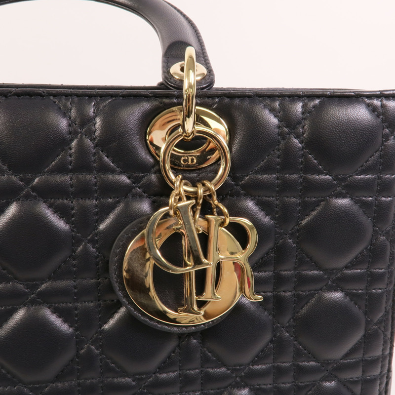 Dior 羊皮皮革Lady Dior Large手挽肩背兩用袋-7