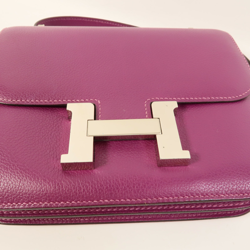 HERMES Evercolor皮革Constance Mini肩背袋Anemone-6