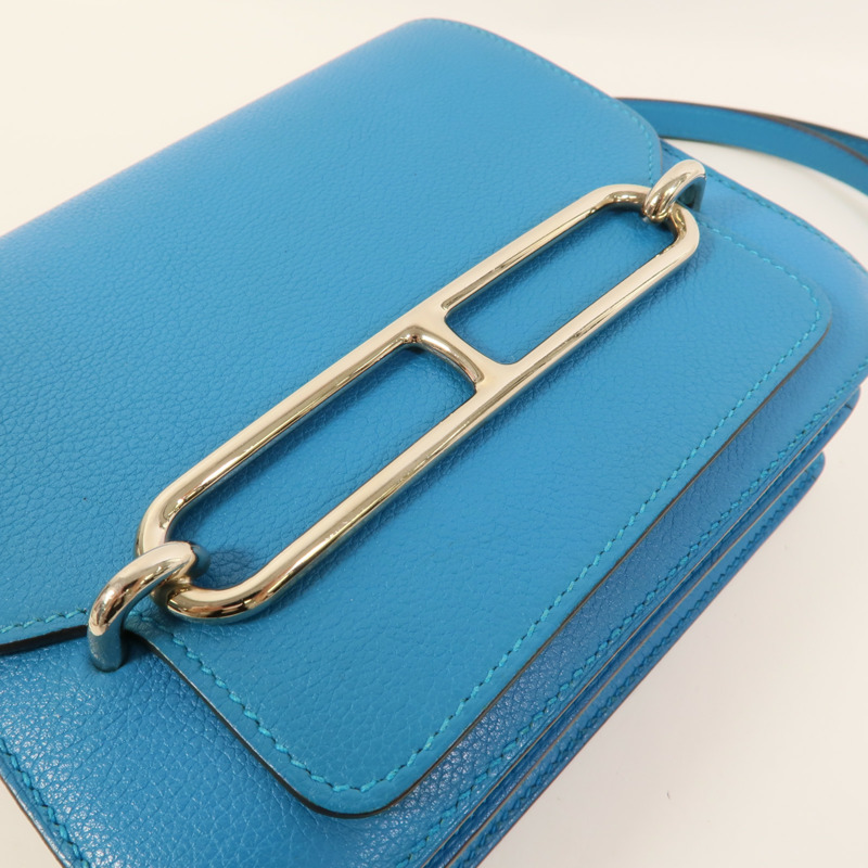 HERMES Evercolor皮革Roulis Mini肩背袋Bleu Zanzibar-6