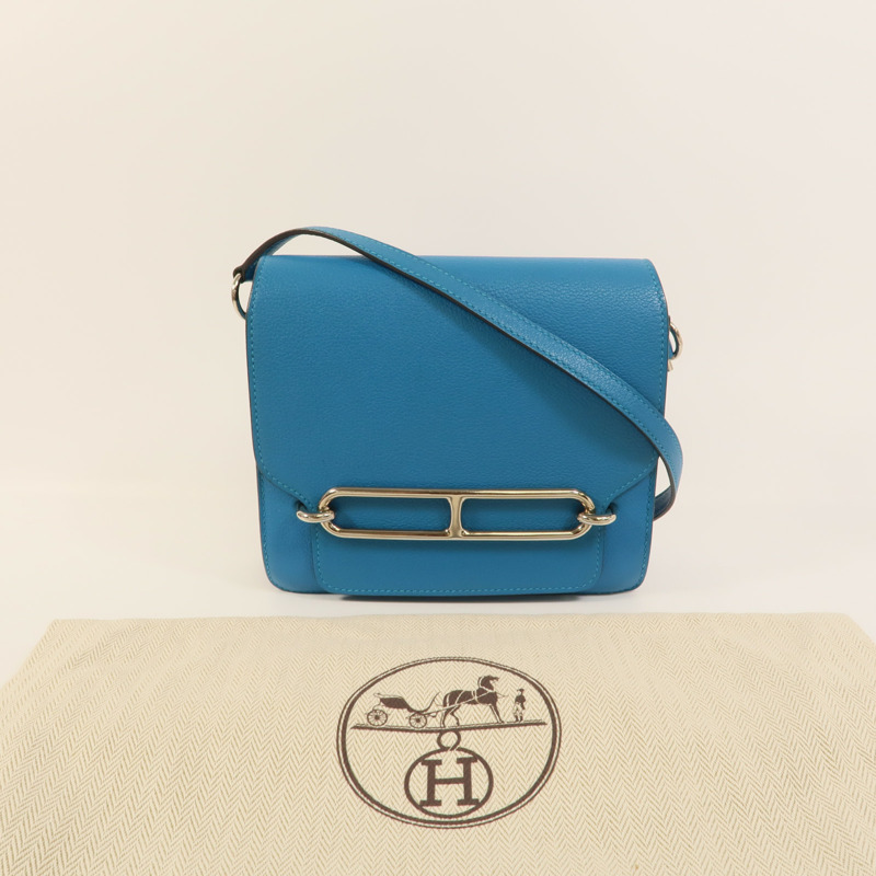 HERMES Evercolor皮革Roulis Mini肩背袋Bleu Zanzibar-9