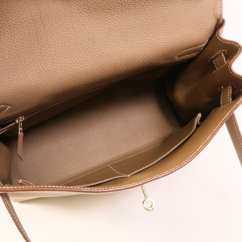 HERMES Togo皮革Kelly 32手挽肩背兩用袋Etoupe-4