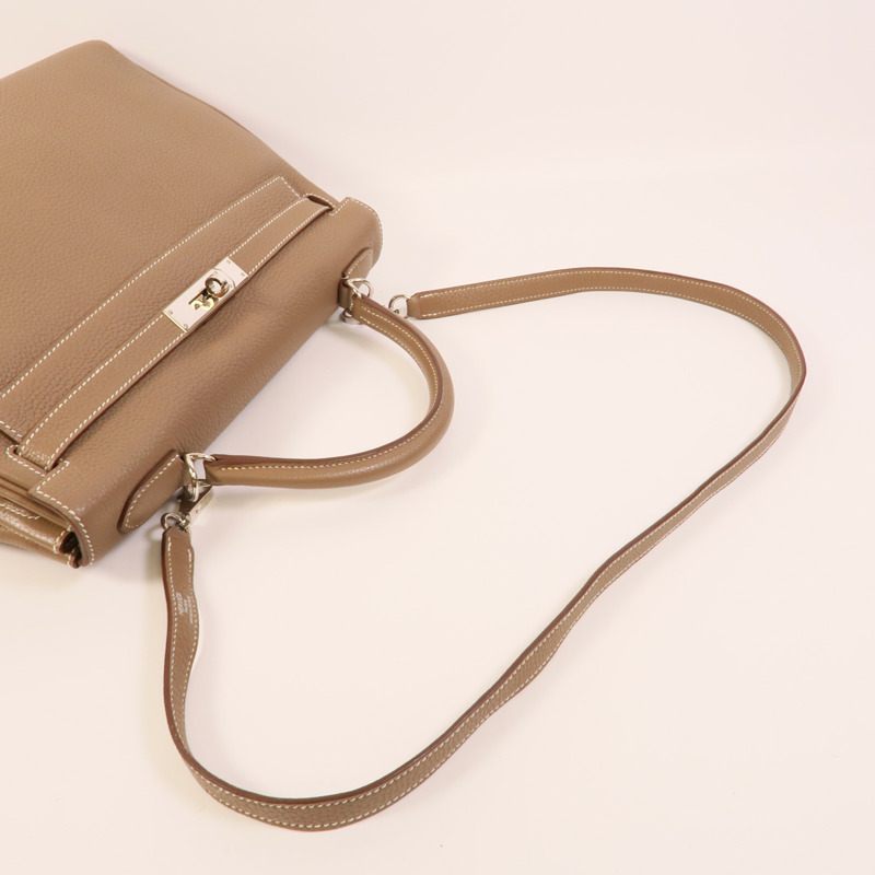 HERMES Togo皮革Kelly 32手挽肩背兩用袋Etoupe-5