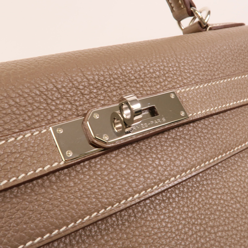 HERMES Togo皮革Kelly 32手挽肩背兩用袋Etoupe-7