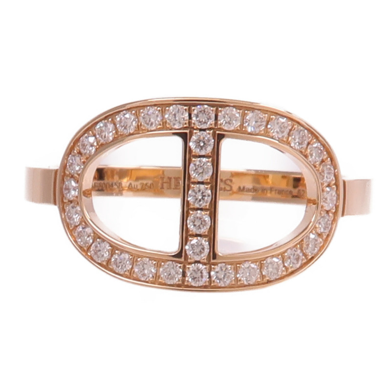 HERMES 18K玫瑰金Chaine d'ancre Contour鑽石戒指-1