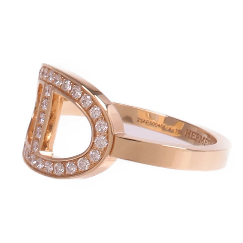 HERMES 18K玫瑰金Chaine d'ancre Contour鑽石戒指-2