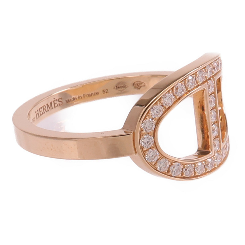 HERMES 18K玫瑰金Chaine d'ancre Contour鑽石戒指-3