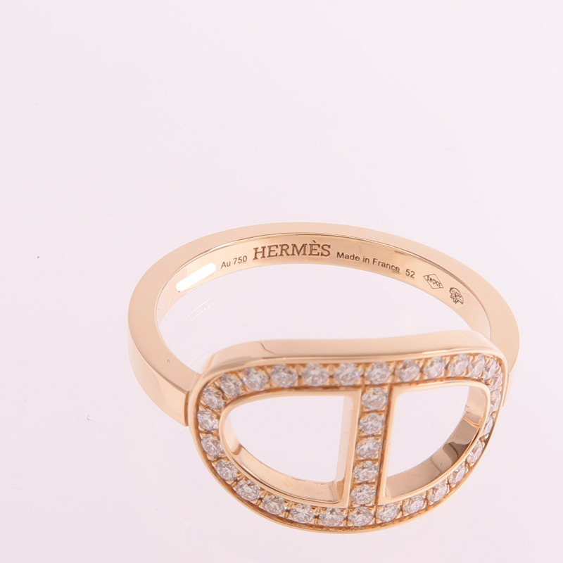HERMES 18K玫瑰金Chaine d'ancre Contour鑽石戒指-4