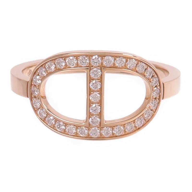HERMES 18K玫瑰金Chaine d'ancre Contour鑽石戒指-1