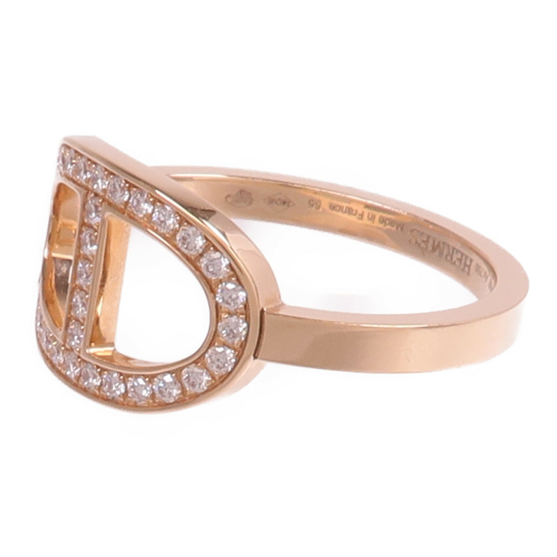 HERMES 18K玫瑰金Chaine d'ancre Contour鑽石戒指-2