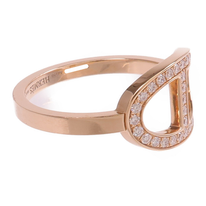 HERMES 18K玫瑰金Chaine d'ancre Contour鑽石戒指-3