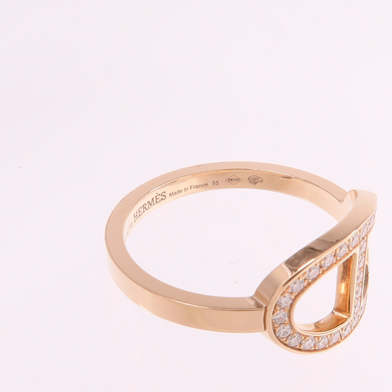 HERMES 18K玫瑰金Chaine d'ancre Contour鑽石戒指-5