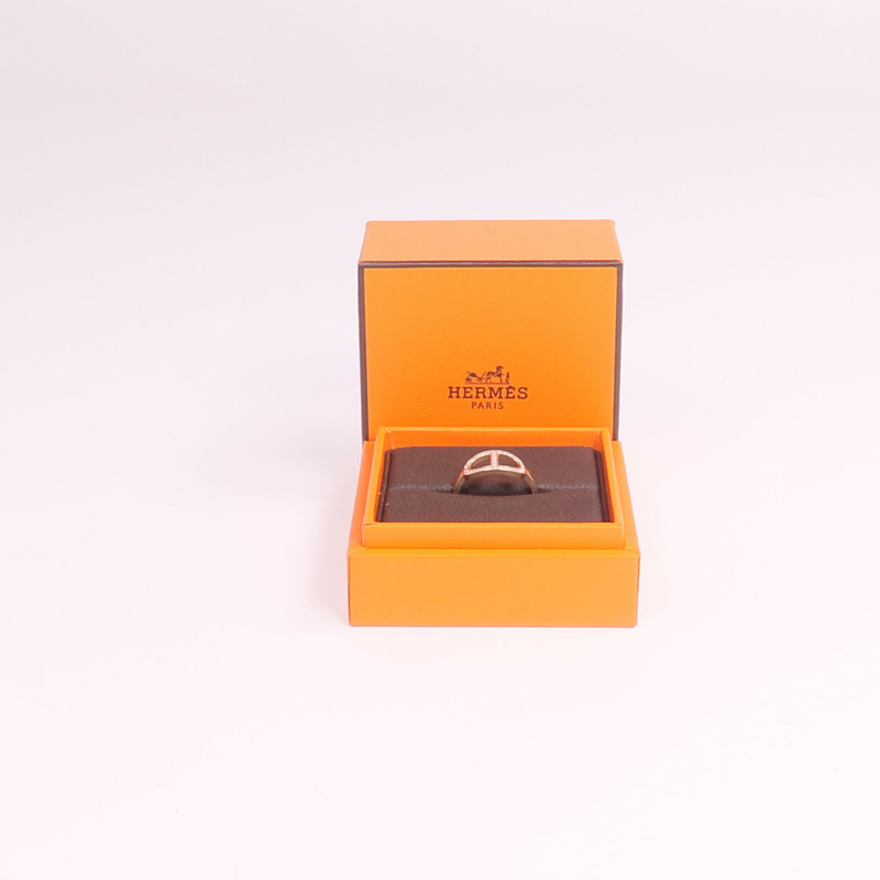 HERMES 18K玫瑰金Chaine d'ancre Contour鑽石戒指-6