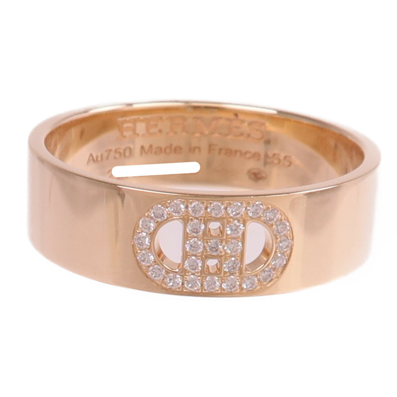 HERMES 18K玫瑰金H d'ancre Ring鑽石戒指-1