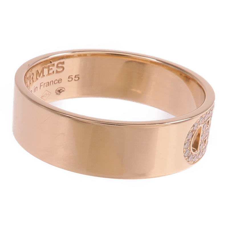 HERMES 18K玫瑰金H d'ancre Ring鑽石戒指-3